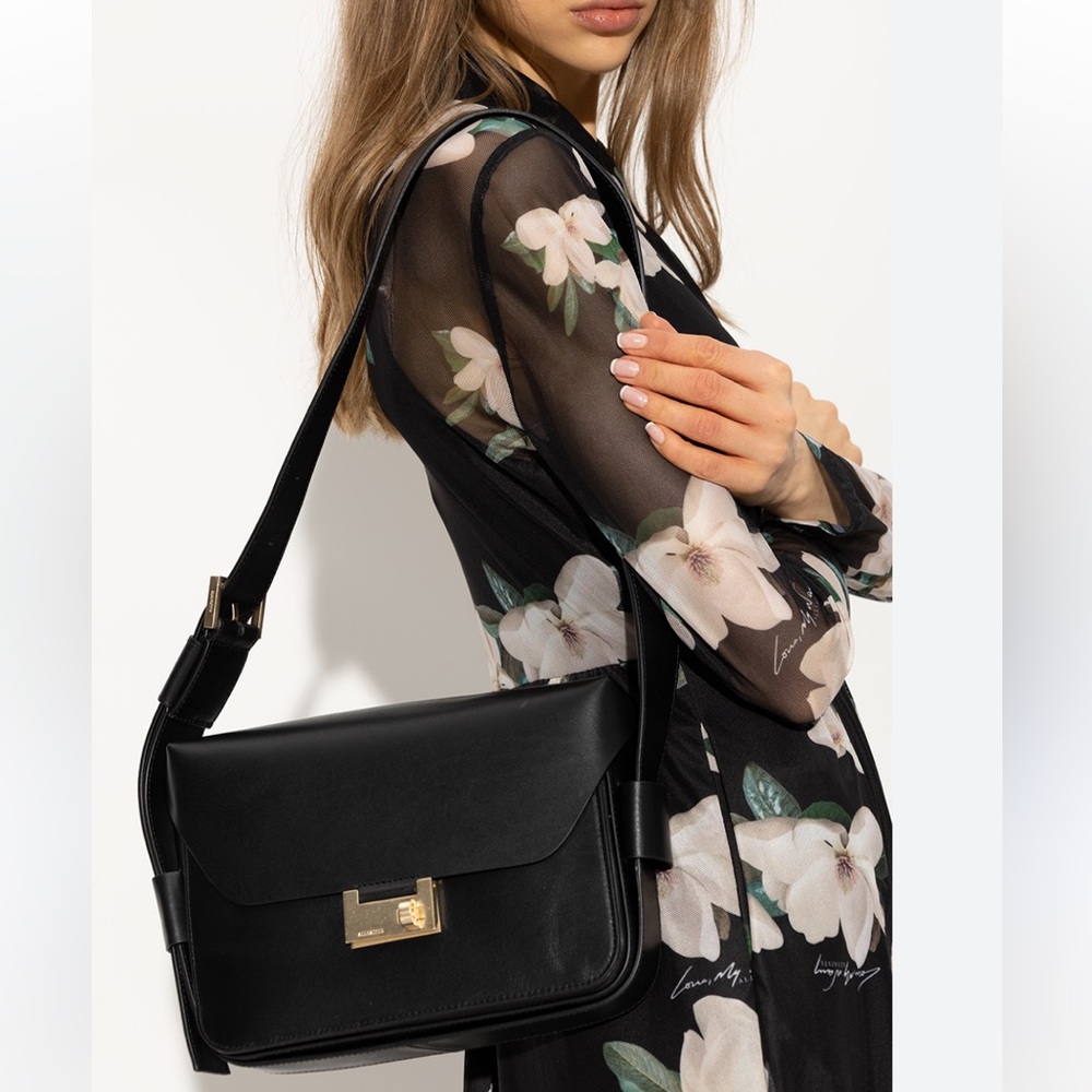 NWT All Saints Etienne Black Leather Shoulder Bag - Picture 3 of 16